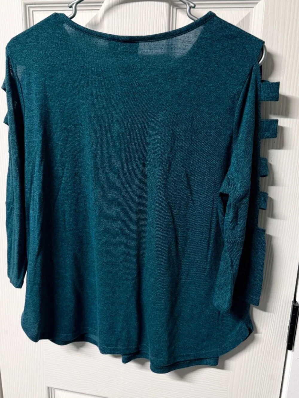 iZ Byer Teal Heather Cutout Slash Sleeve Cold Shoulder Top XXL